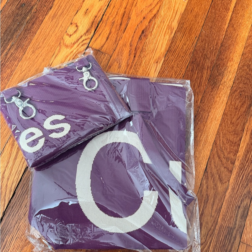 Sean Brown Curves Bag Purple Tote Bag with Matching Pouch